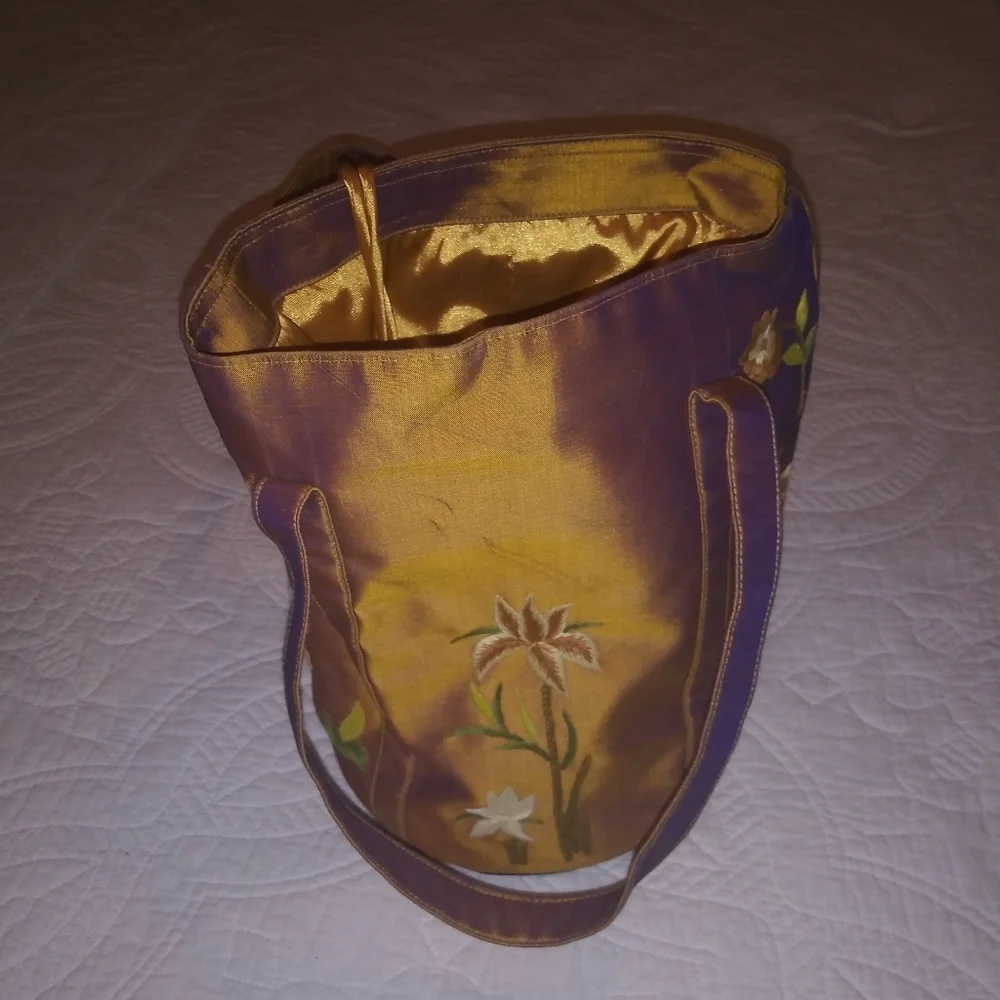 Handcrafted Satin Embroidered Cylinder Handbag